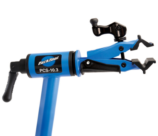 Closeup of the Park Tool PCS-10.3 Deluxe Home Mechanic Repair Stand clamp, click to enlarge