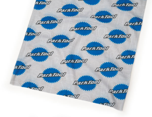 Close-up of neck gaiter Park Tool logo pattern, click to enlarge