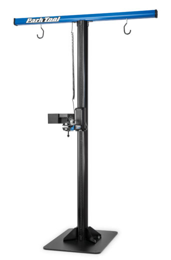 The Park Tool PRS-33 Power Lift Shop Stand shown with optional 135-33 base, click to enlarge