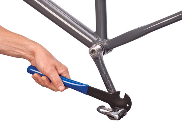 The Park Tool PW-3 Pedal Wrench engaged on pedal, click to enlarge