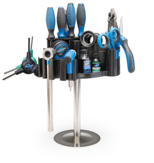 The Park Tool TK-4T Tool Kaddie with Bench Mount filled with tools, click to enlarge