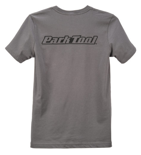 Gray horizontal Park Tool logo t-shirt, click to enlarge