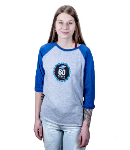 The Park Tool TSH-60F 60th Anniversary Baseball Tee — Ladies, being worn by a model., click to enlarge