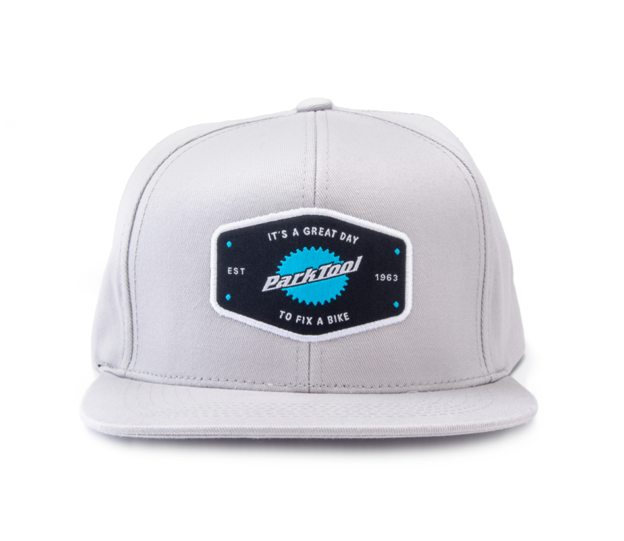 The Park Tool HAT-10 Light Gray Snapback Hat, enlarged