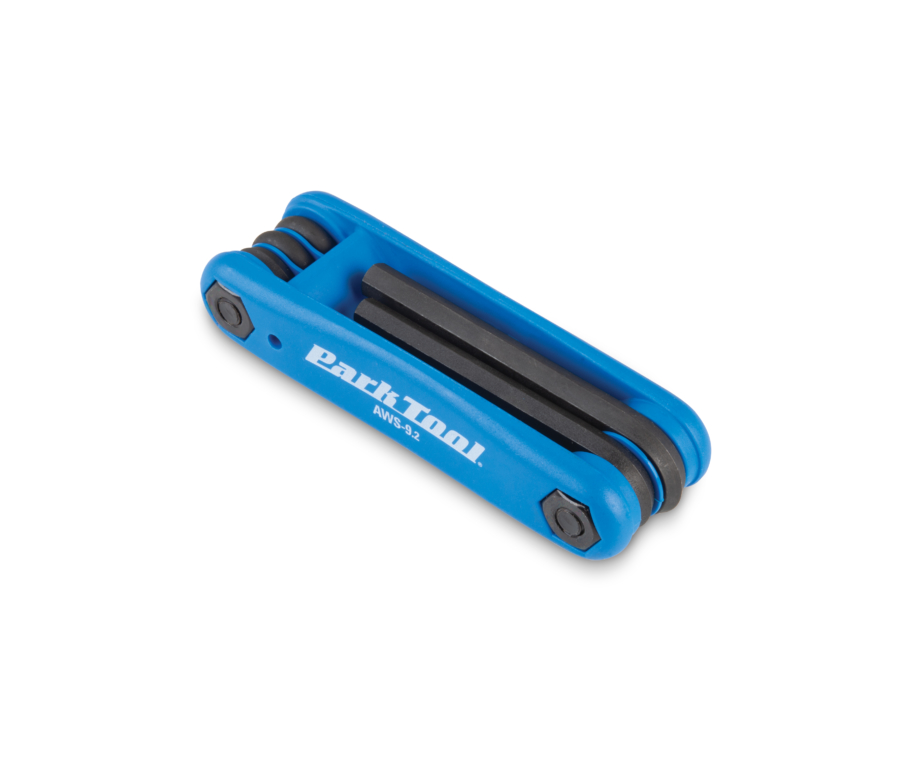 The Park Tool AWS-9.2 Fold-Up Hex Wrench Set with all wrenches folded, enlarged