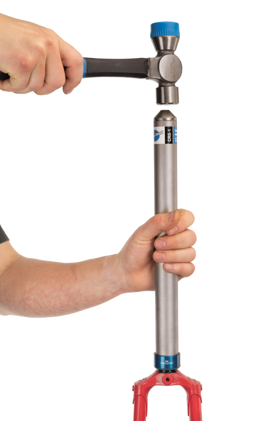The Park Tool CRS-1 Crown Race Setting System — Oversized installing crown race on 1-1/8" steering tube, enlarged