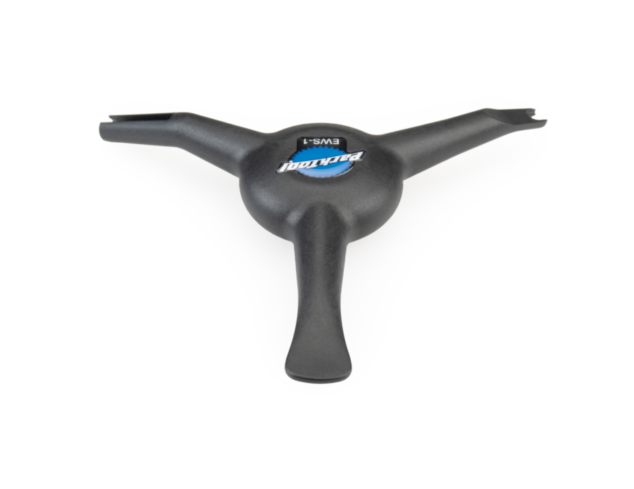 The Park Tool EWS-1 Bicycle Electronic Shift Tool bladed end for removing coin cell battery covers, enlarged