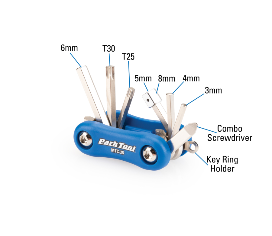 Diagram of contents in the Park Tool MTC-25 Multi-Tool, enlarged