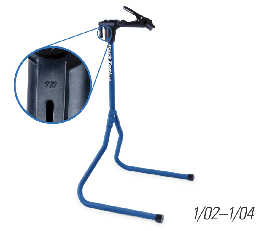 The Park Tool PCS-1, with blue tubing in the configuration without height adjustment sold from 2002–2004, enlarged