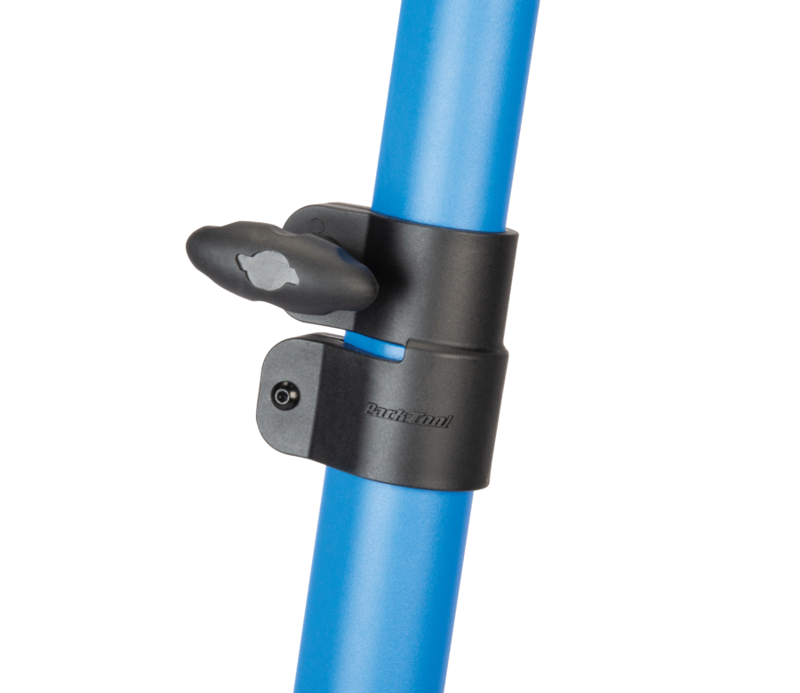 Close-up adjustable fittings on the Park Tool PCS-9.2 Home Mechanic Repair Stand, enlarged