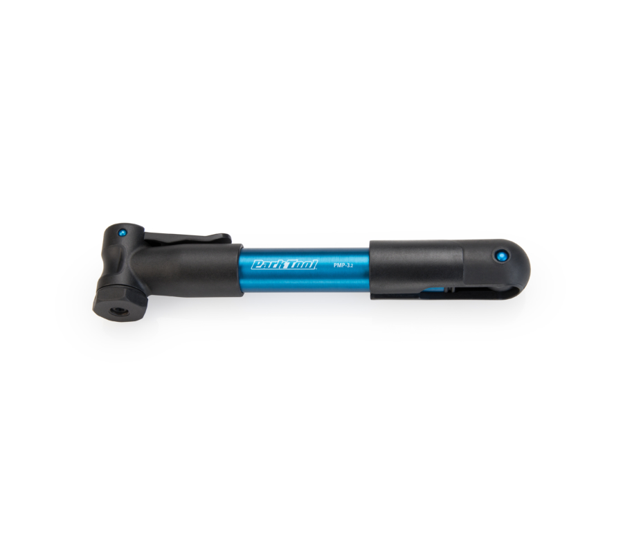 The Park Tool PMP-3.2 Micro Pump in blue, enlarged