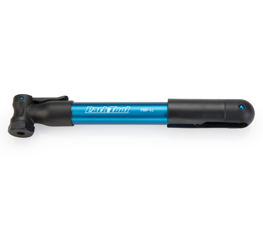 The Park Tool PMP-4.2 Mini Pump in blue, enlarged