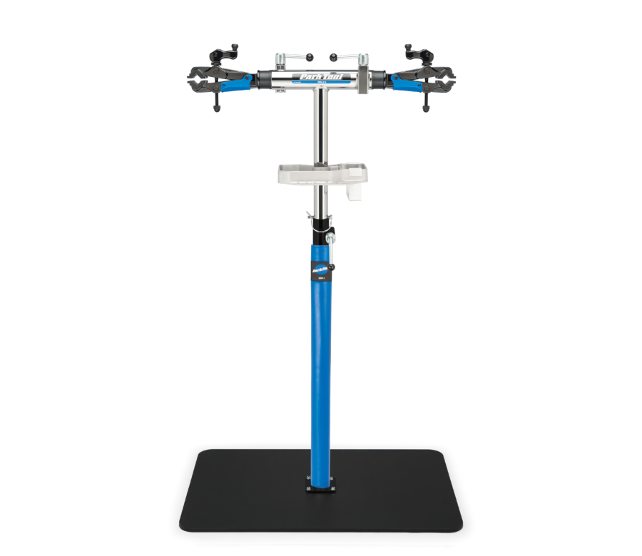 The Park Tool PRS-2.3-2 Deluxe Double Arm Repair Stand with base, enlarged