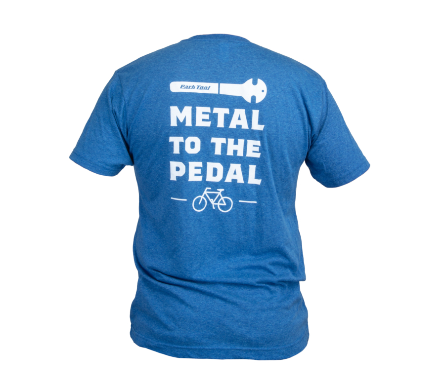 The Park Tool TSM-1 Metal to the Pedal T-Shirt, back, enlarged