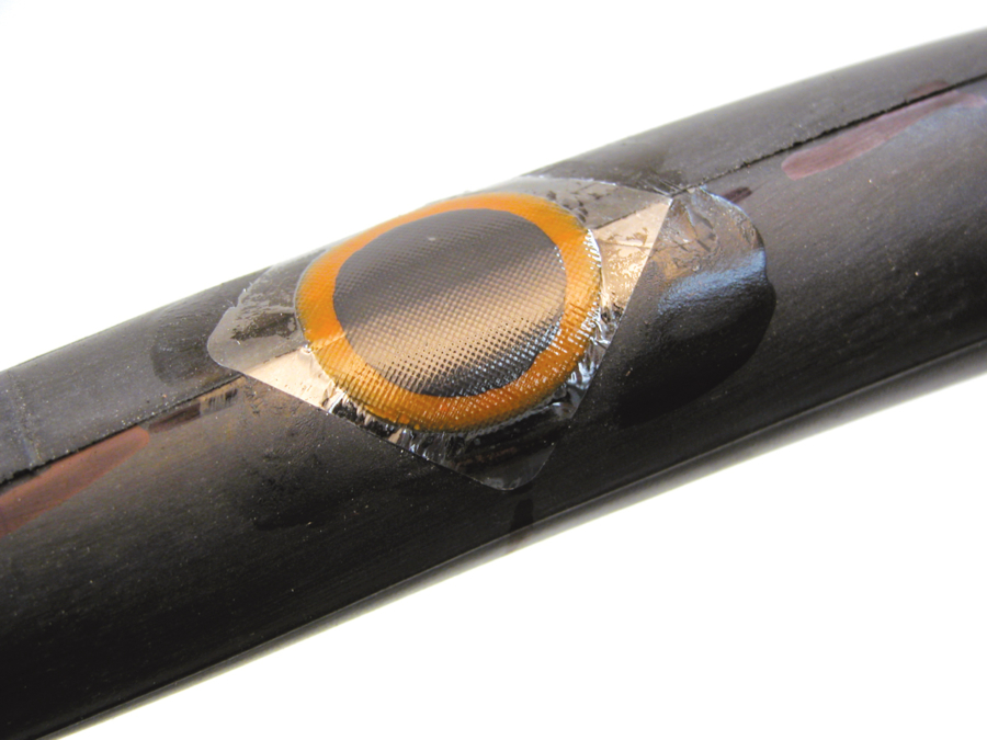 VP-1 patch installed on an inner tube, enlarged