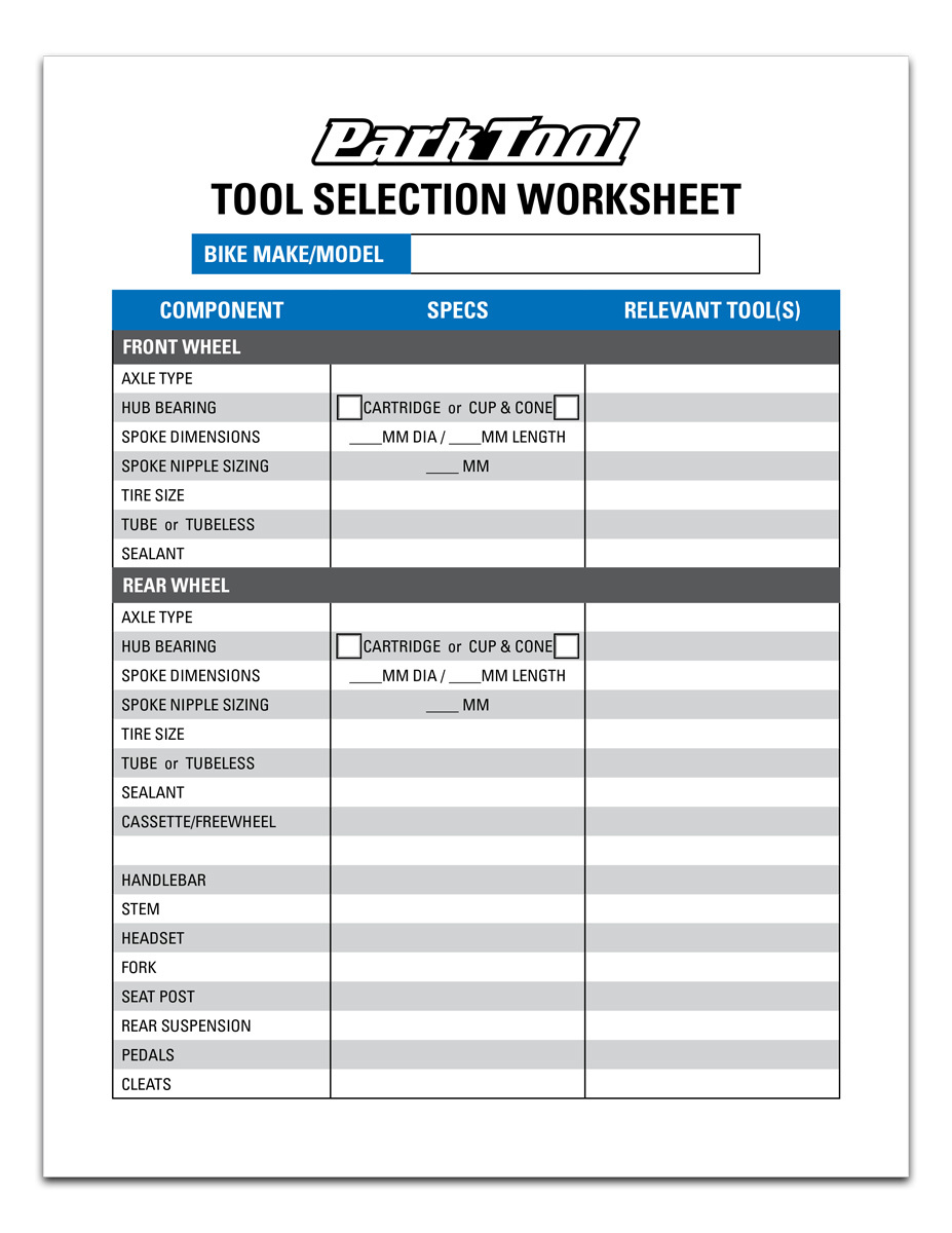 What Tools Do I Need?  Park Tool In In School Suspension Worksheet