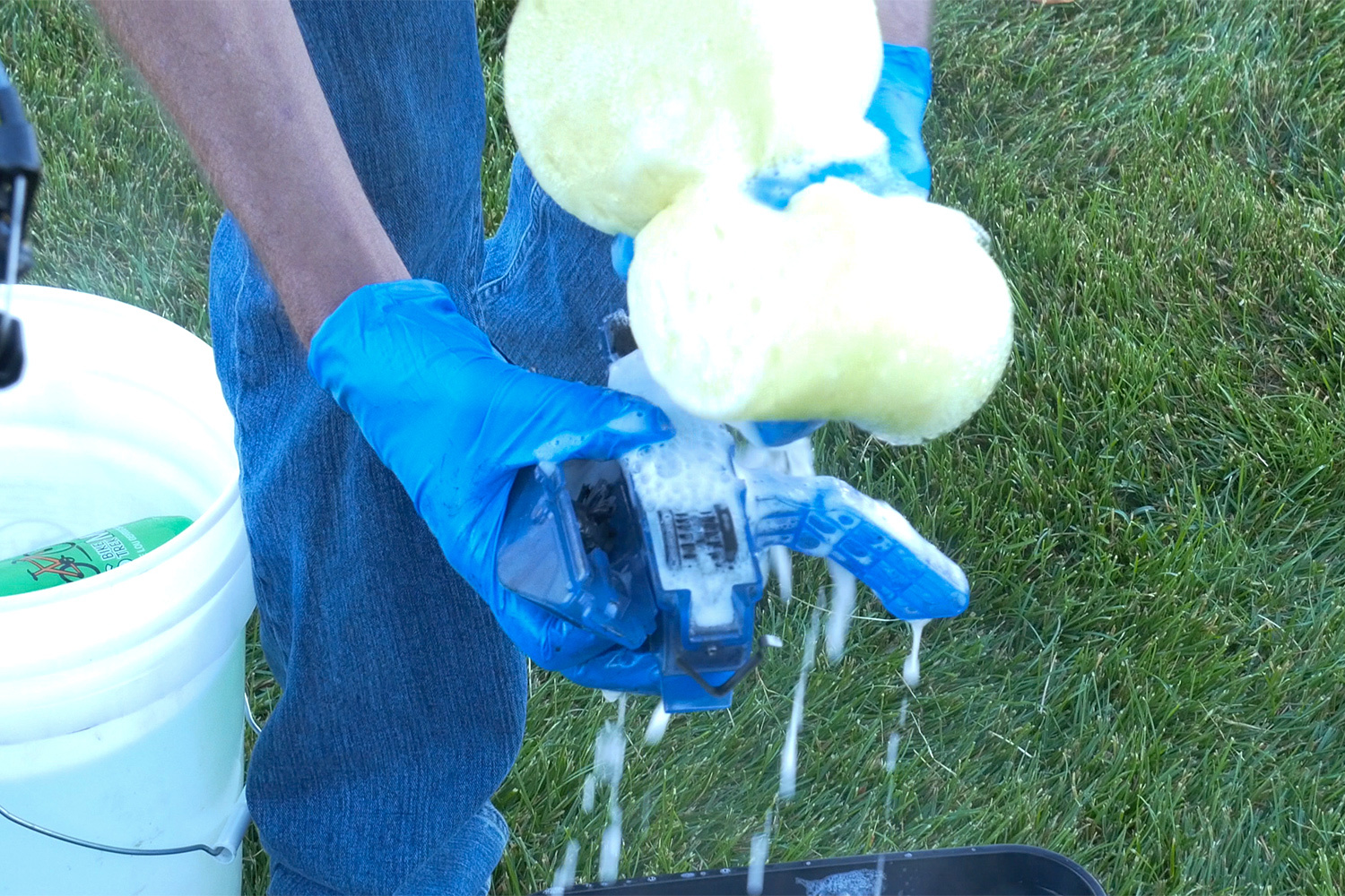 Use soapy water to scrub chain after using a solvent