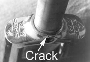 Crack along fork crown
