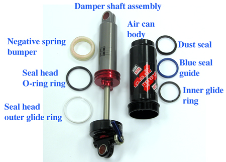 Figure 4. The parts of the Monarch 4.2 rear shock