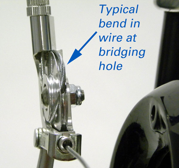 Bend of cable at transitional bridging hole